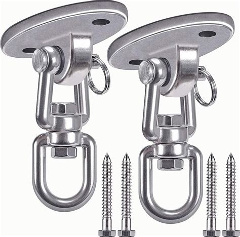 Illustratie van een RVS plafondhaak met draaibare wervel.