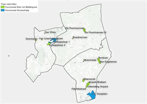 Kaart met belangrijkste Nijmeegse bedrijventerreinen en onderwijsinstellingen