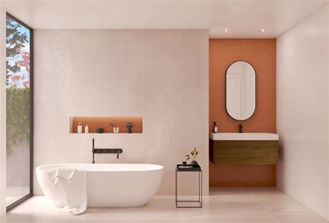 Inspiratie voor lichte kleuren en grootformaat tegels in een kleine badkamer