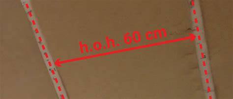 Diagram: hart-op-hart afstand en ventilatieopeningen