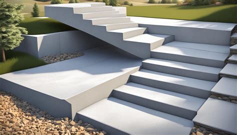Visualisatie van een betonnen buitentrap met verschillende ontwerpopties