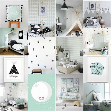 Mintgroen mintgroene kinderkamer inspiratie infographic met grijs behang