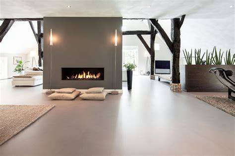 voorbeeld betonlook gietvloer in woonkamer