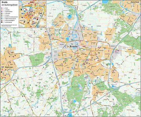 Kaart van West-Brabant en Breda