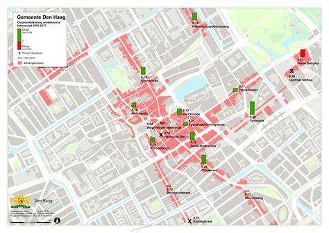 Infografiek: Kaart van Het Noordeinde en omliggende winkelgebieden in Den Haag
