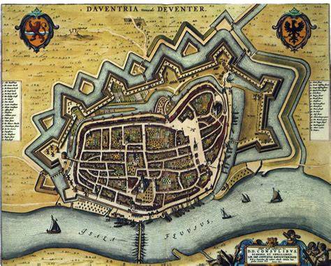 Plattegrond en ankerpunten van de Deventer middeleeuwse verdedigingswerken