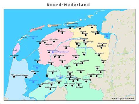 Kaart van Poiesz-vestigingen in de regio Noord-Nederland (Menaam en Boornbergum)