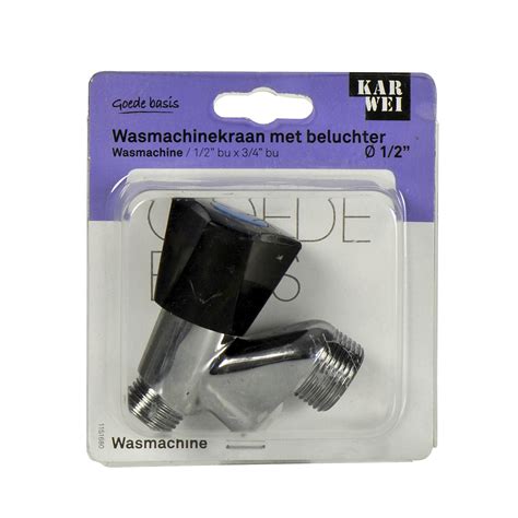 Detailfoto van de Plieger wasmachinekraan met beluchter