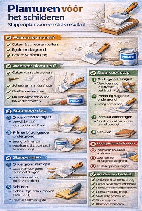 Infographic: stappenplan plamuren en schuren
