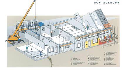 Prefab bouwproces stap voor stap schema