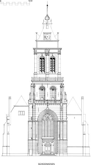 Illustratie van een spaarveld met siermetselwerk en boogfries.