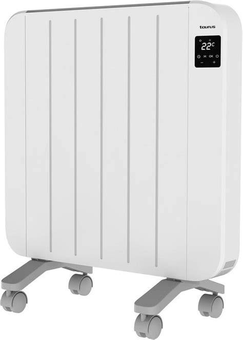 Illustratie van een elektrische radiator met ingebouwde warmte-elementen en thermostaat