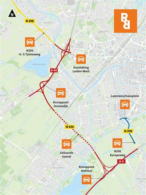 Kaart: RijnlandRoute en knooppunten
