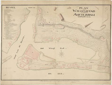 Plattegrond van Willemstad en Fort Amsterdam ca. 1750