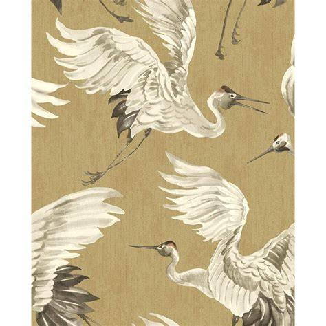 Voorbeeldkoperen patronen en vogelbehang Oasis 317351