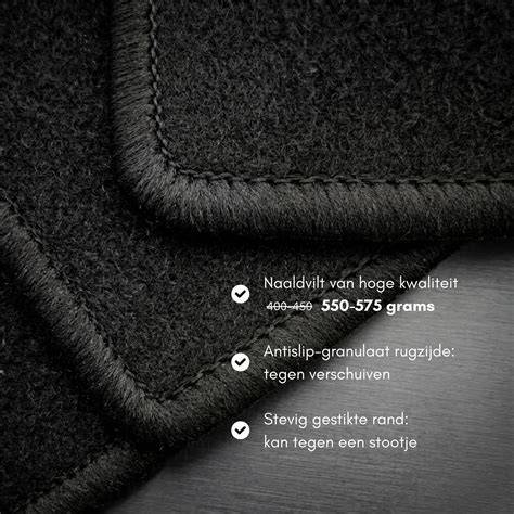 Infographic: Vergelijking materialen automatten (tapijt, velours, rubber, naaldvilt)