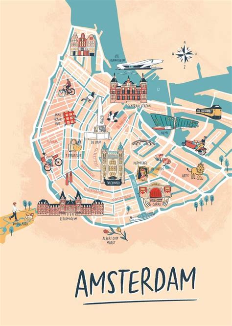 Infographic: overlay kaart van Amsterdam met routepunten langs belangrijke koloniale gebouwen