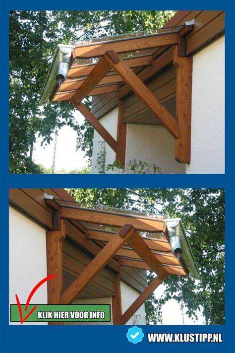 Diagram: Windbelasting en bevestigingsrichting voor houten luifel