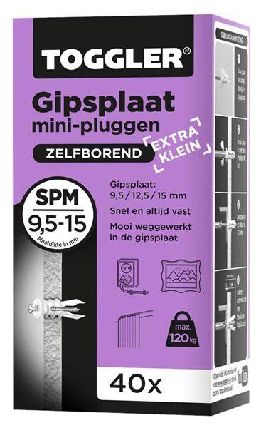 illustratie van Toggler Gipsplaatplug met SP Mini en SP in- en uittrekking