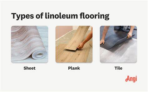 Infographic: Verschillende vloertypen en materialen (laminaat, vinyl, linoleum, linoleum) - aanduiding kenmerken en toepassingen