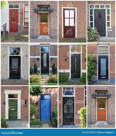 Collage van diverse aluminium voordeuren met verschillende kleuren, grepen en glasinvullingen.