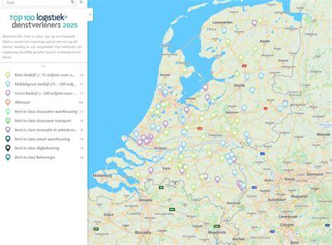 Kaart: regio-dekking van dienstverleners