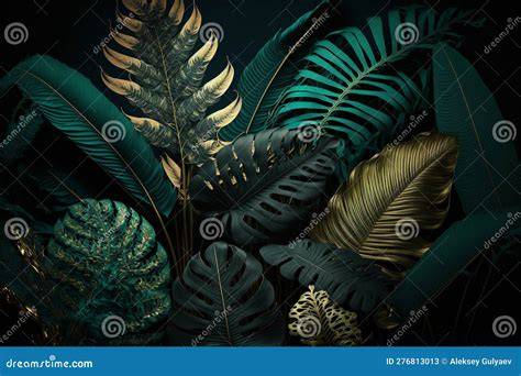 illustratie: tropische motieven en metallic elementen