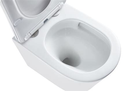 Detail van een Geberit toilet met Quick Release toiletbril en randloos design