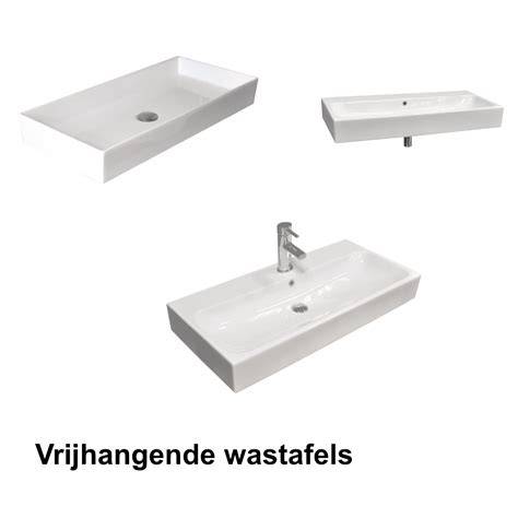Diagram: Verschillen tussen vrijhangende wastafels en onderkasten
