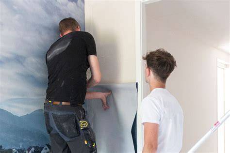 Processtappen fotobehang aanbrengen infographic