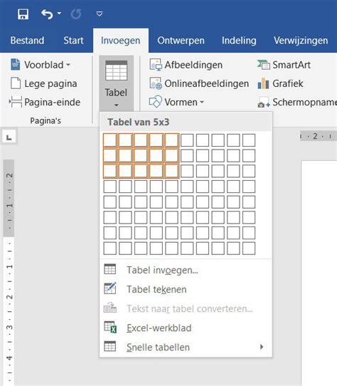 Invoegen van een Excel-spreadsheet als tabel in Word
