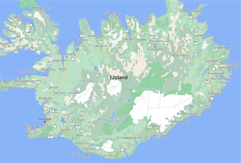 Een kaart van IJsland met de Ring Road aangegeven, met mogelijke routes naar het binnenland gemarkeerd.