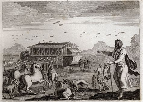 beeld van Noach en de ark uit een oude illustratie
