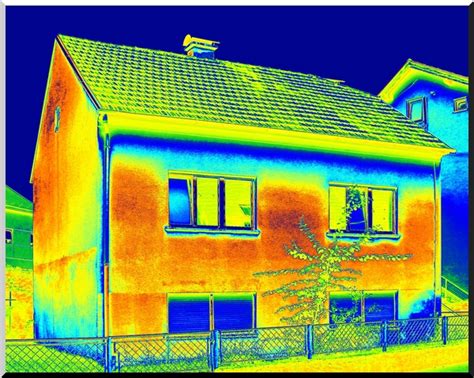 Thermografische foto die koudebruggen in een muur laat zien