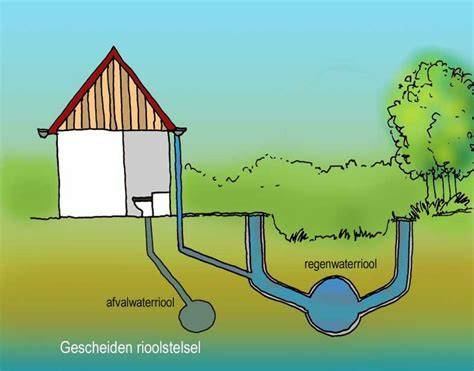 Schematische weergave van een gescheiden drink- en regenwatersysteem