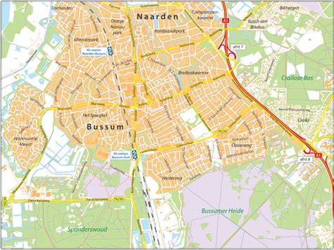 Kaart van Gooi-regio met Naarden en Bussum