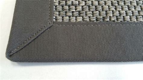 Diagram: randafwerkingen bij sisal vloerkleden (banden, blind banderen, festonneren)