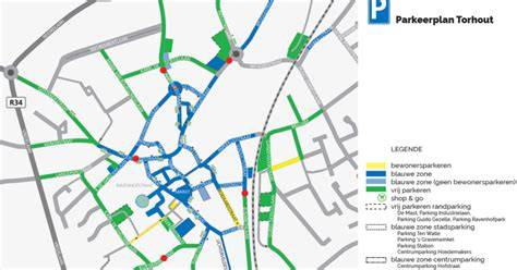 Infographic: Overzicht van Turnhout zones TUR1-TUR4 en vrije parkeermomenten