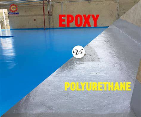 Diagram: epoxy versus PU coating bij vloerverwarming