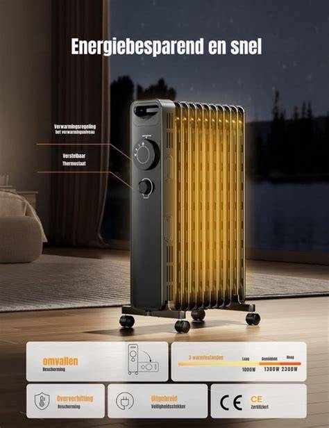 Afbeelding: Verdeling warmte in een kamer met oliegevulde radiator