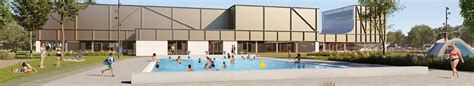 Schematische weergave van de verschillende zwembaden in het nieuwe Sportpark Almelo