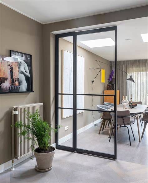 Wohnkamer met brons glas scheidingswand infographic
