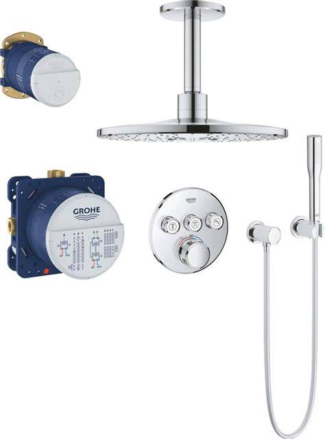 Inbouw regendoucheset Grohe - overzicht van delen en afmetingen
