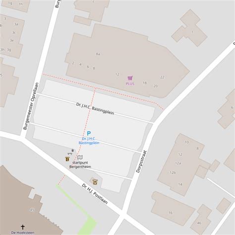 Kaart van Bergentheim met aanduiding van Bastingplein en nabije kades