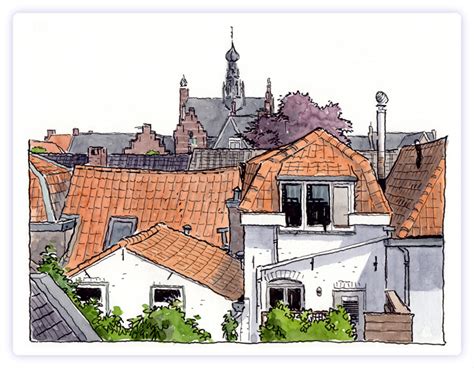 Illustratie van vogeloverlast op daken en in goten