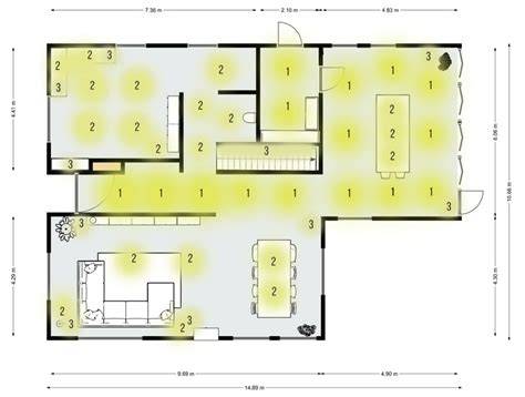 Diagram: Voorbeelden van lichtpunten per ruimte in een renovatieplan