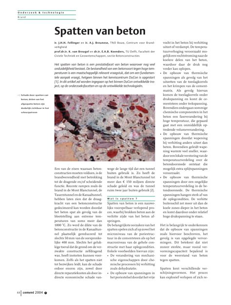 Illustratie van het fenomeen spatten van beton.