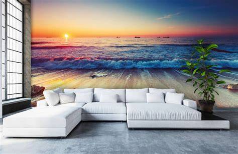 Fotobehang: zwart-wit zonsondergang aan zee