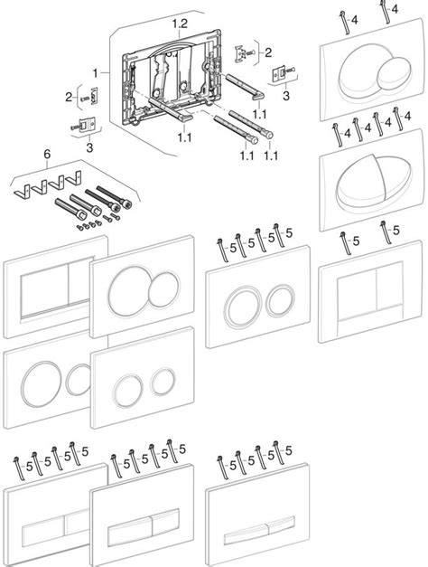 Diagram: Installatiehoogtes en bediening Geberit Sigma/Omega
