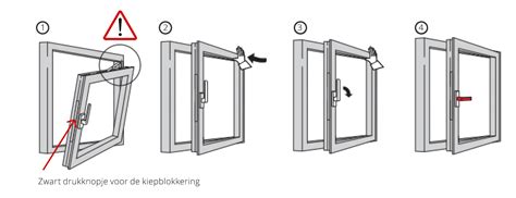 Voorbeeld van een keukenmengkraan die plat kan worden gelegd om het raam te openen.